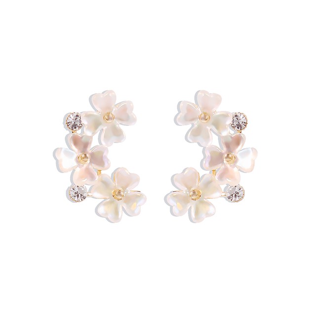 LRC Anting Tusuk Fashion Golden Shell Flower Diamond K44917