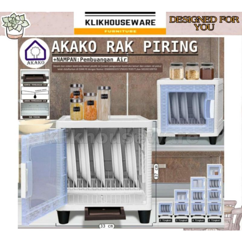 Akako Rak Piring Plastik 1 Susun 2 Tingkat