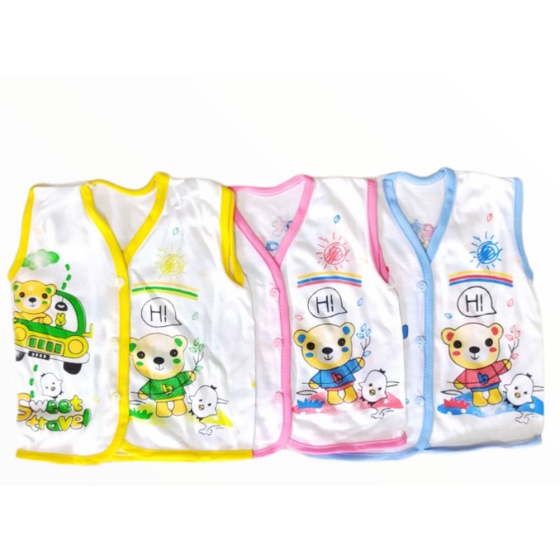 Isi 6 Baju Singlet Baby New Born Atasan Kutung Bayi Baru Lahir bahan Katun