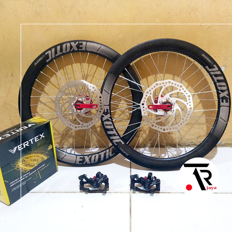 wheelset 20in atau velg sepeda 20in double cakram dan kaliper hub ulir Pacifik 36hol QR