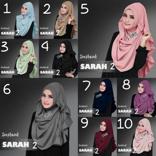 Instan Sarah / Hijab Jilbab Instant Sarah / Instan Syarah Kerudung Syarah HQ Diamond Georgette