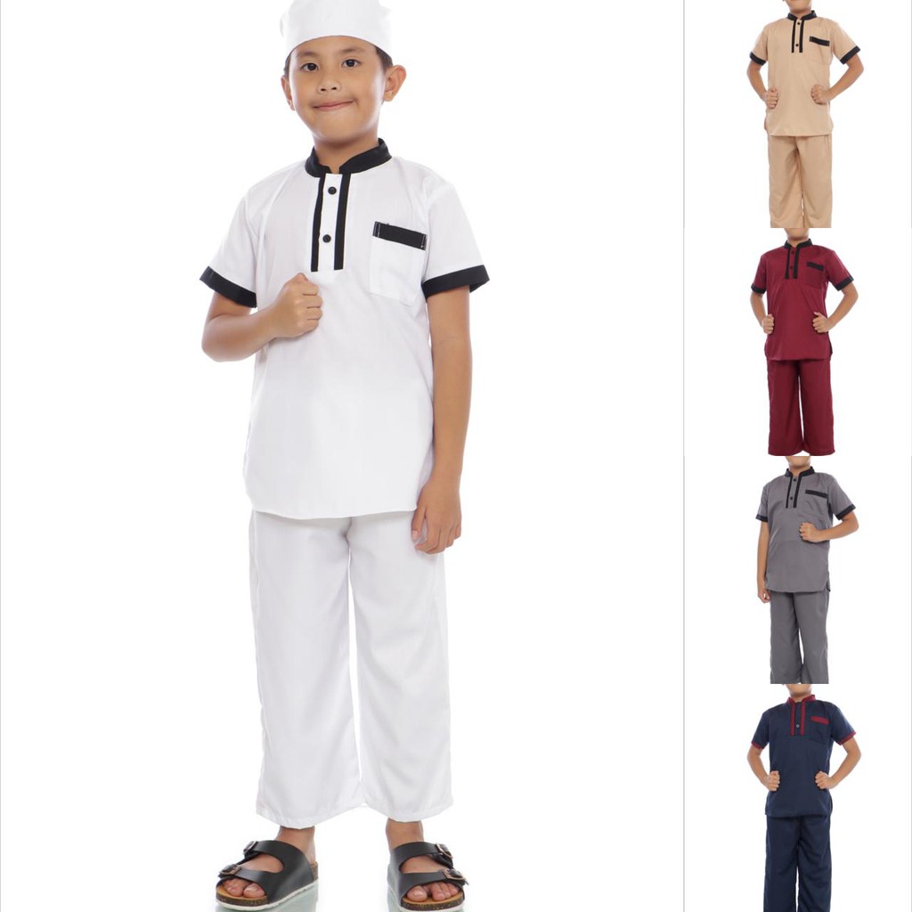 (ADA REALPICT) Set Baju Koko Anak 6-8th Toyobo Premium Setelan Kemeja Celana Koko Kids Muslim