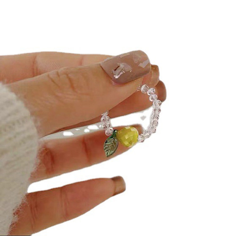 2021 New Korean Fruit Elastic Crystal Ring Color Matching Cute Small Fresh Hyuna Style