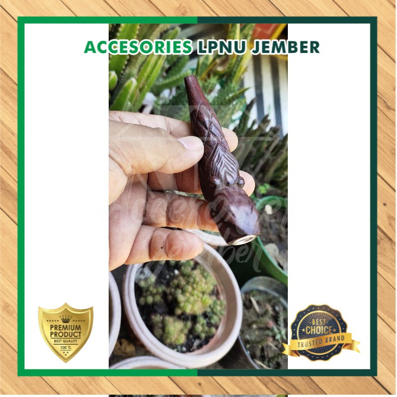 Paling Laris Pipa Rokok KAYU STIGI  HITAM  Model Ukir Naga 32 by Lpnu Jember