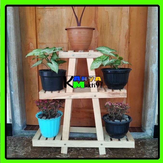 Rak bunga minimalis dari kayu halus murah, tempat pot bunga di luar maupun dalam ruangan