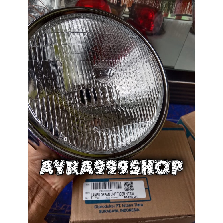 Lampu depan Tiger old 2000 Cruise black and chrome