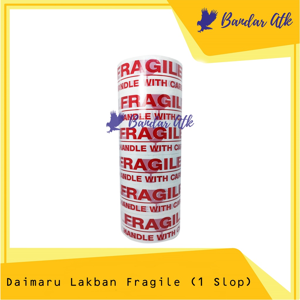 

Lakban Fragile Daimaru ukuran 2 inch x 100 Y/ 48 mm [1 SLOP]