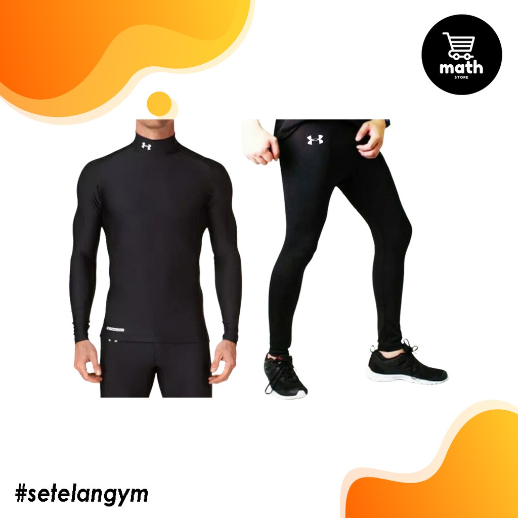 SETELAN BAJU GYM FITNESS + CELANA BASELAYER / CELANA MANSET LEGGING PRIA