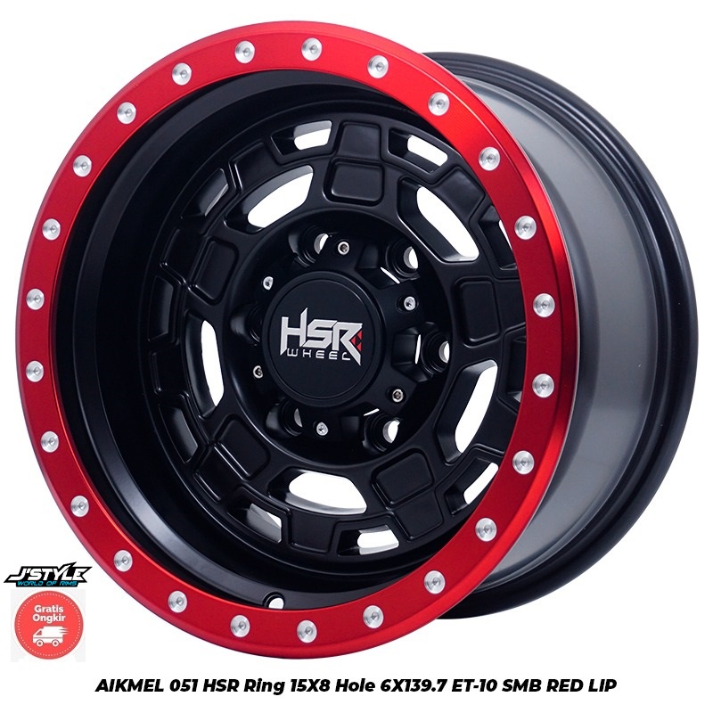 VELG HSR AIKMEL RING 15X8 PCD 6X139,7 ET10 BLACK RED