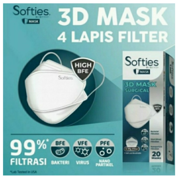 Softies Masker 3D Surgical 4Ply - 20 pcs / box