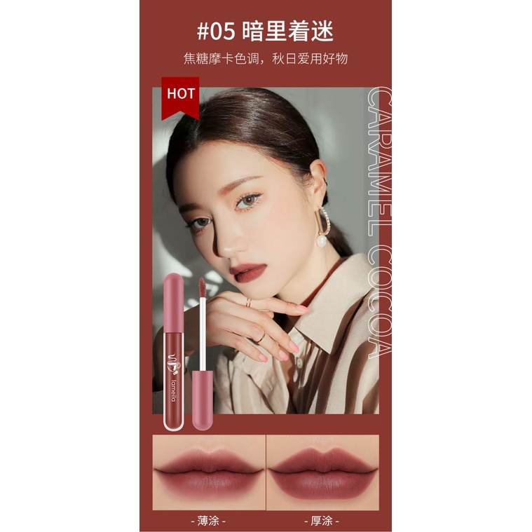 Lameila Lip Glaze Matte Lipstick Anti Air Lipstik Velvet Lip Gloss DJ 1041