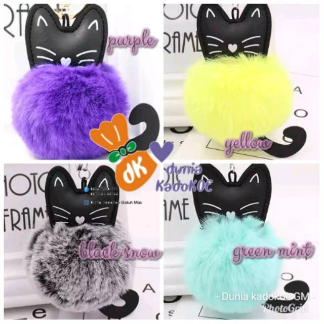 Gantungan tas / kunci bulu lembut motif animal lucu