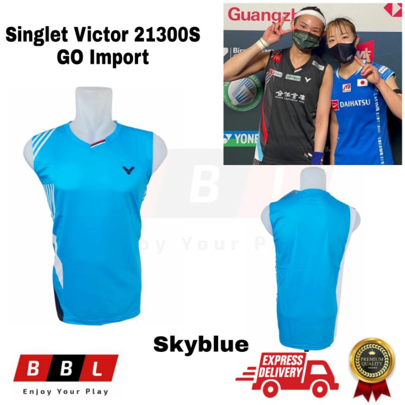 Singlet Jersey Badminton Victor 21300S Skyblue Grade Ori Import Kaos Tai Tzu Ying All England 2022 K