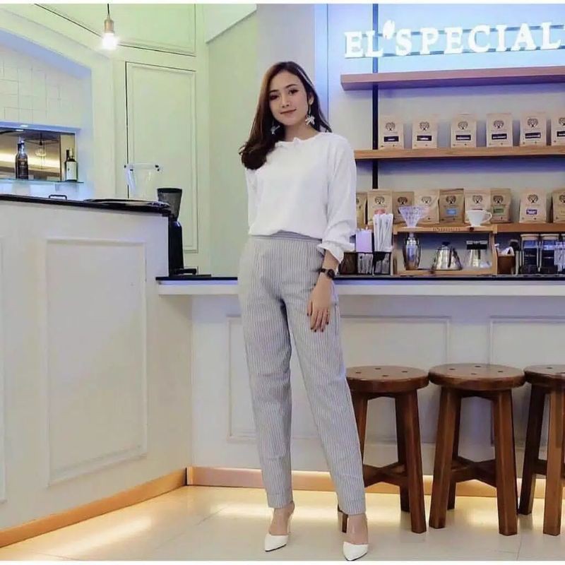 CELANA SALUR STRIPE PANTS/CELANA GEYSA BAHAN OXFORD PREMIUM ALLSIZE