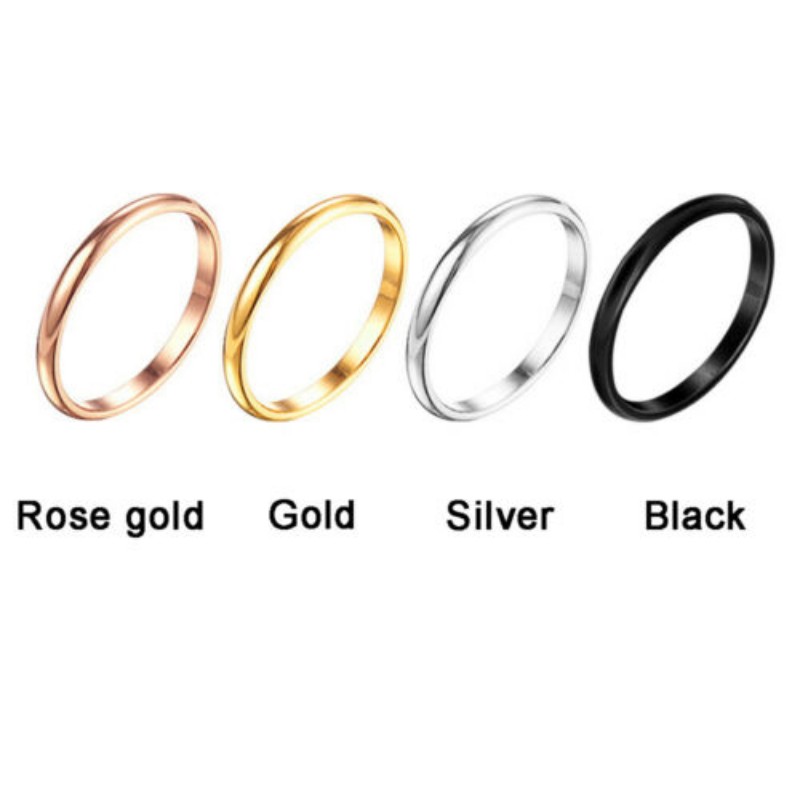 Fashion Simple Siver Rose Gold  Rings  / Ladies Smooth Fine Thin Finger Ring /  Elegant  2mm Thin Stackable Ring