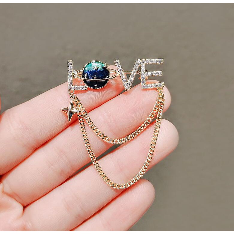 2023 Bros Pin Bentuk Hati Motif Langit Berbintang Anti Silau Untuk Wanita