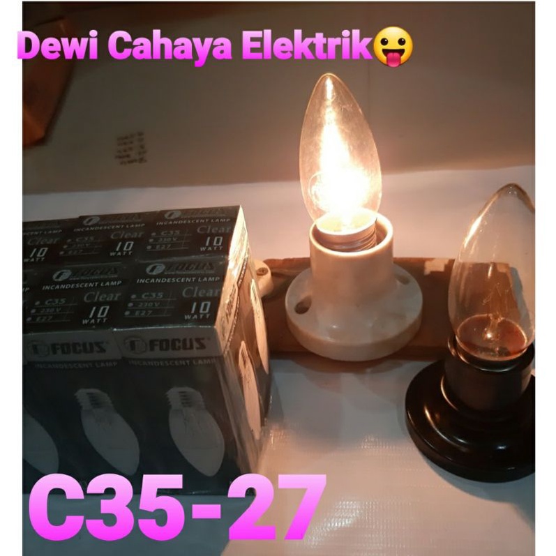 Lampu Bohlam Pijar Torpedo C35 - E27 Clear - Lampu Pijar Filamen Dekorasi / Kafe