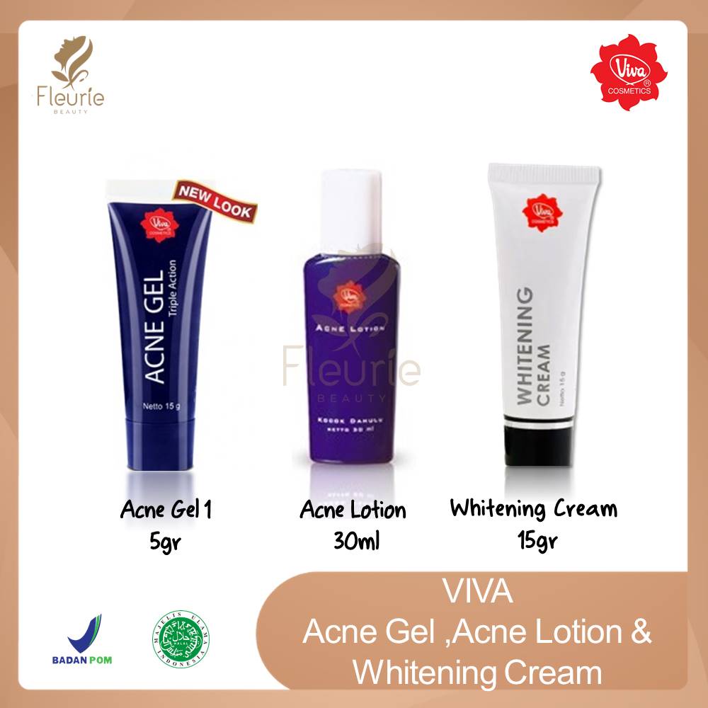 VIVA Acne Gel 15gr / Acne Lotion 30ml / Whitening Cream (Obat&amp;Treatment Jerawat)