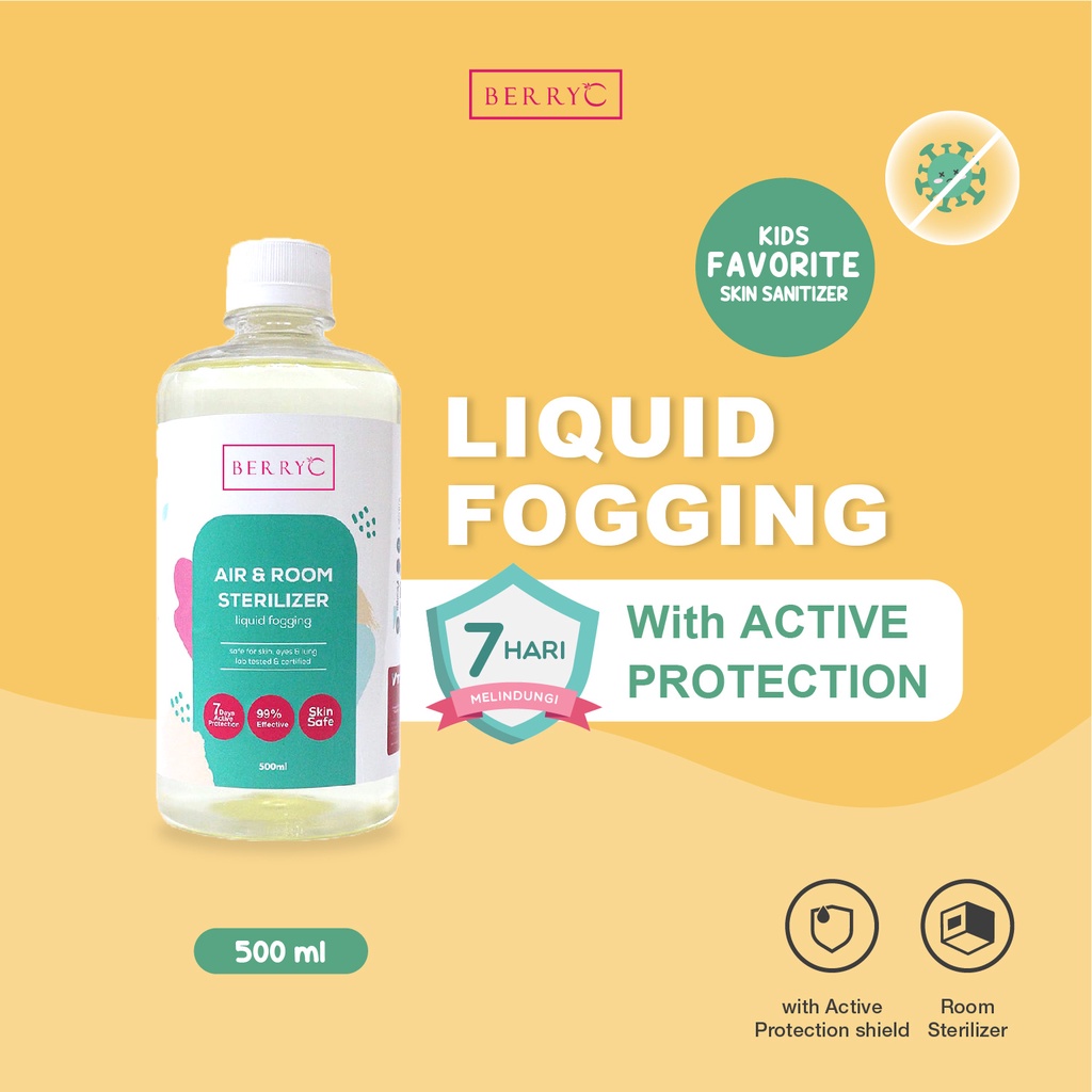 BerryC Liquid Fogging Disinfektan 500ml Pembersih Udara Natural Cairan Sterilisasi Ruangan Dengan Perlindungan Aktif Aman untuk Rumah Room Sterilizer Sanitizer Air Disinfectant Pembersih Udara Fog Fogging Smoke Asap AC aman safe kids children baby food