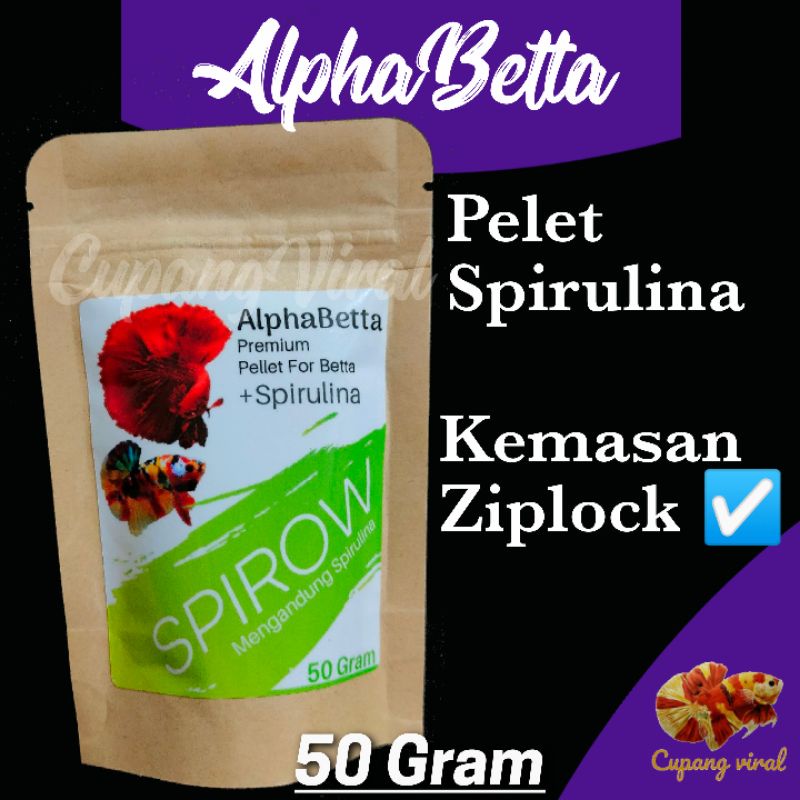 AlphaBetta - Spirow / Pelet Spirulina Premium For Betta 50GR