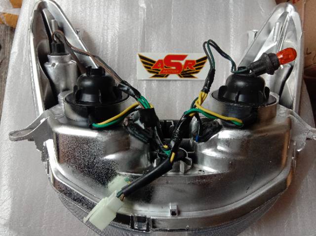 Reflektor lampu depan nuvo z assy plus bohlam dan soket lampu