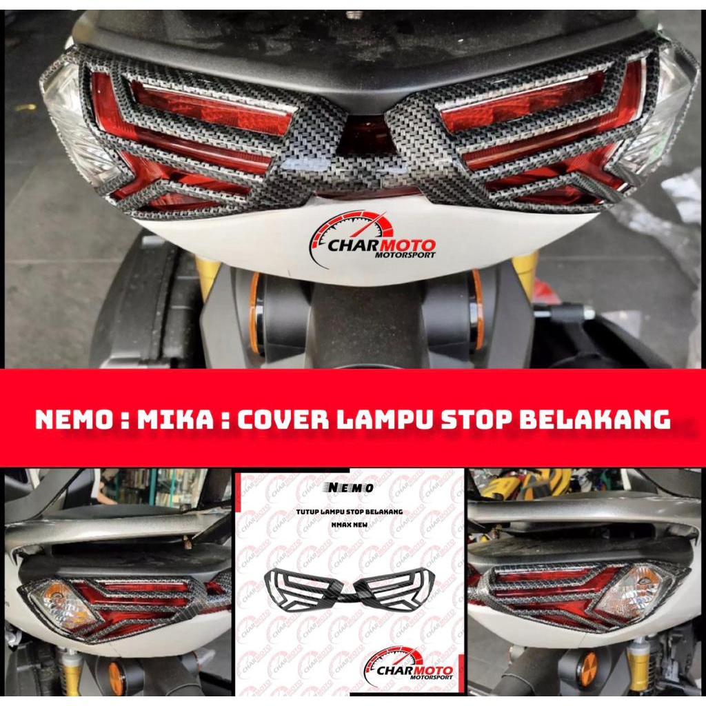 Cover Tutup Variasi Lampu Stop Belakang Yamaha Nmax New Karbon Carbon Nemo Original PNP - Charmoto