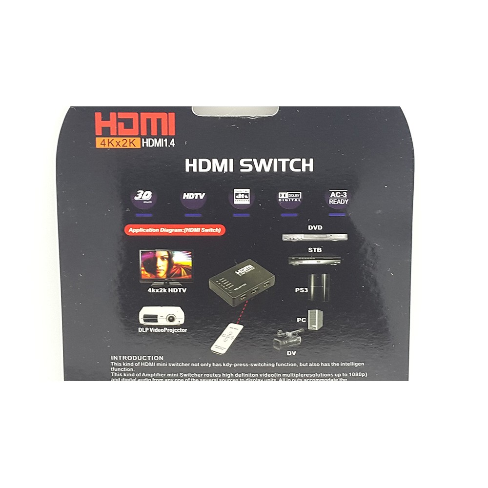 Full HD 1080P 3D HDMI 3X1 Switch with IR Remote Control