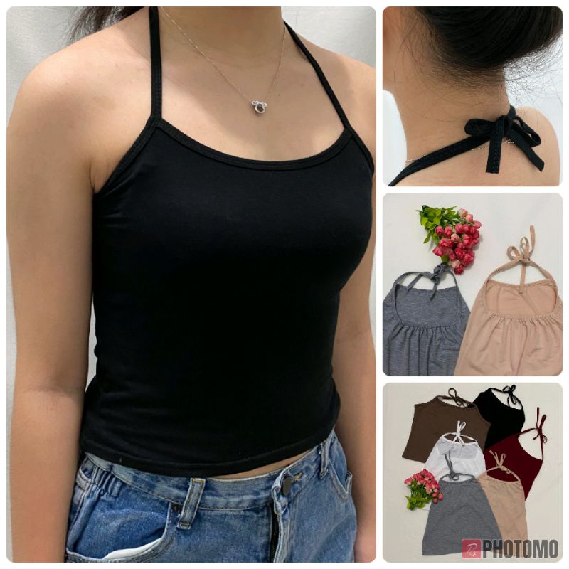 Tanktop (Ikat leher)Crop Singlet ikat leher tanktop wanita atasan wanita singlet wanita