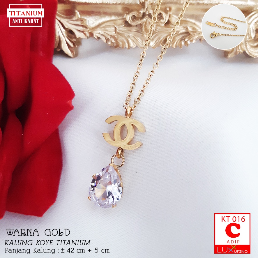 KT 016 Kalung Titanium Wanita Dewasa Mata Sirkon Anti Karat Selamanya Luxx Xuping