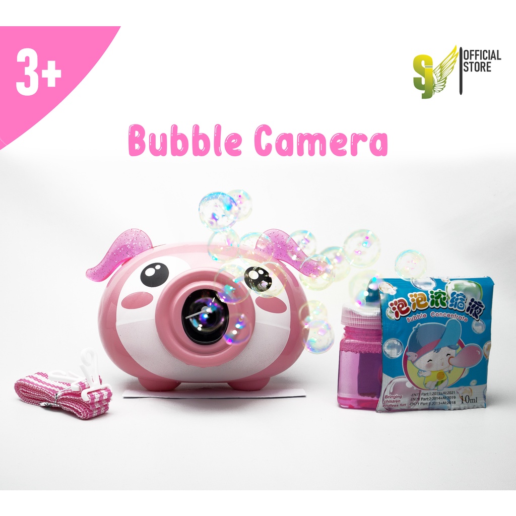 Minan Anak Bubble Camera/Mainan Anak Bubble Machine Beautiful Music-Pig Pink