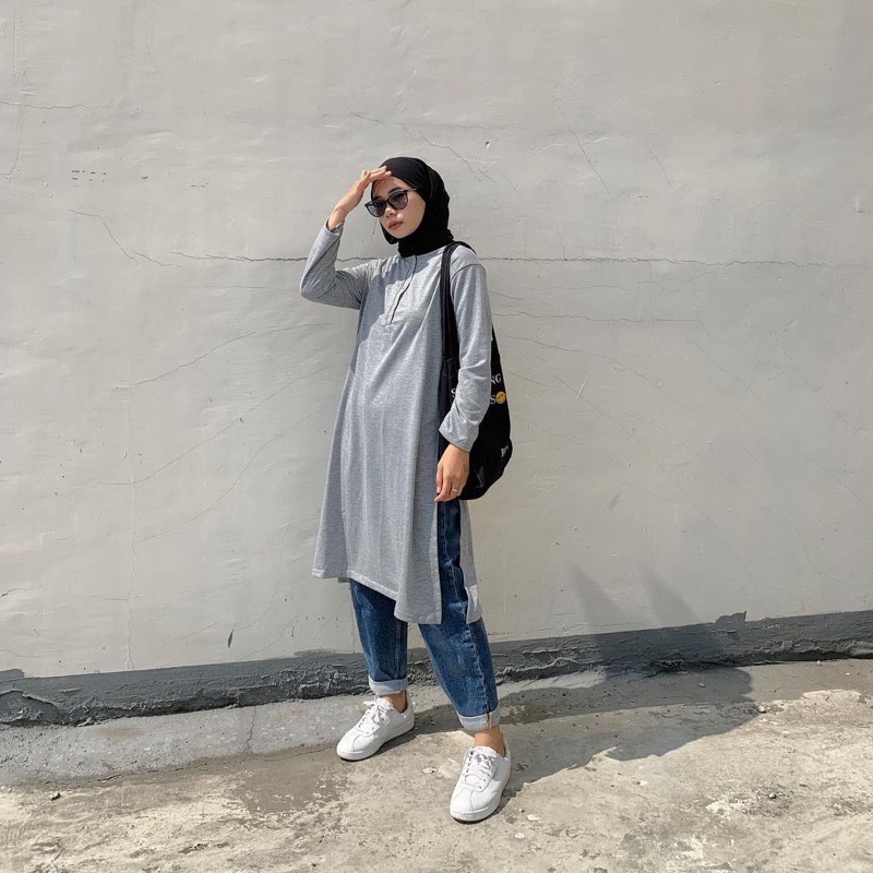 BEFAST - ZFS OOTD Wanita Dress Tunik / SYAIRA BUTTON TUNIK / Tunik Muslimah / Tunik Lengan Panjang / Fashion Wanita Hijab Terbaru / OOTD Remaja kekinian / Tunik Panjang Polos / Tunik Casual/Formal