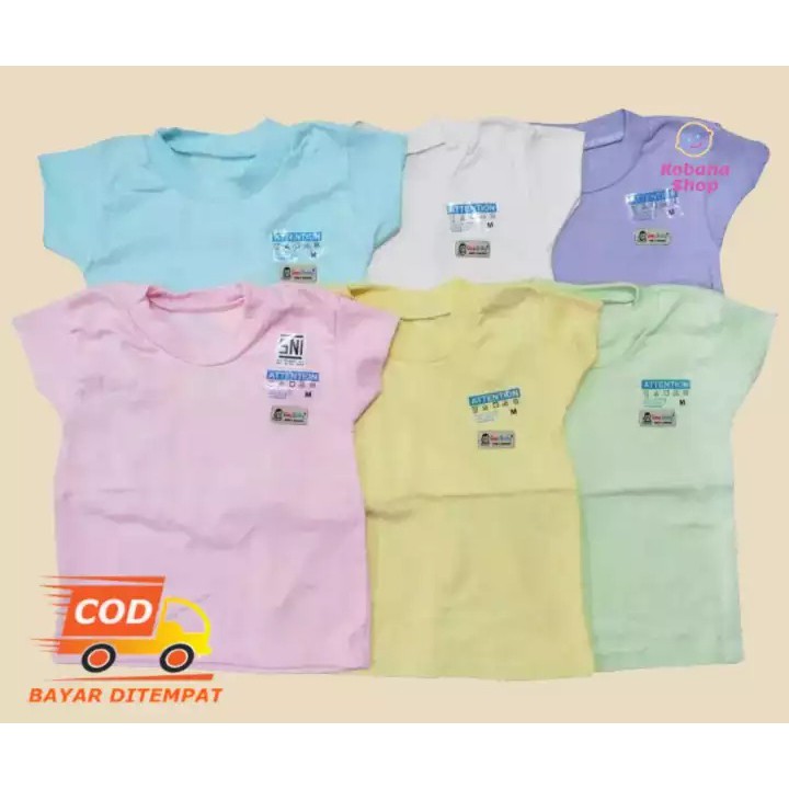 BAJU BAYI OBLONG OBLONG ONE BABY LENGAN PENDEK 6 PCS WARNA SERI - BAJU KAOS BAYI ONE BABY