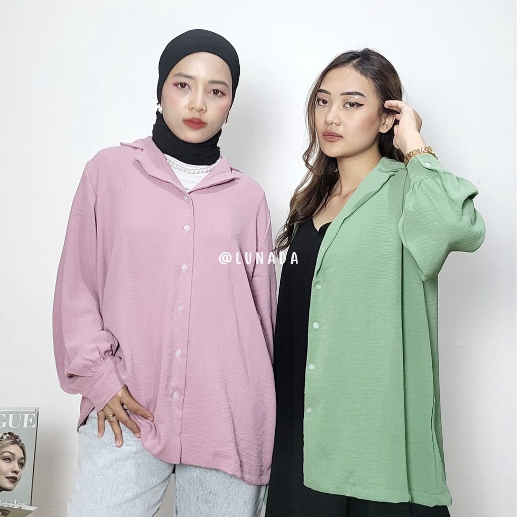 Kemeja Basic Oversize Crinkle Atasan Wanita Airy/ Kemeja Bassic Oversize Krinkle Premium Airy