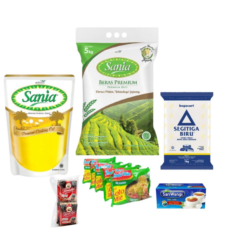 Paket Sembako spesial (beras, minyak, terigu, indomie, kopi, teh)