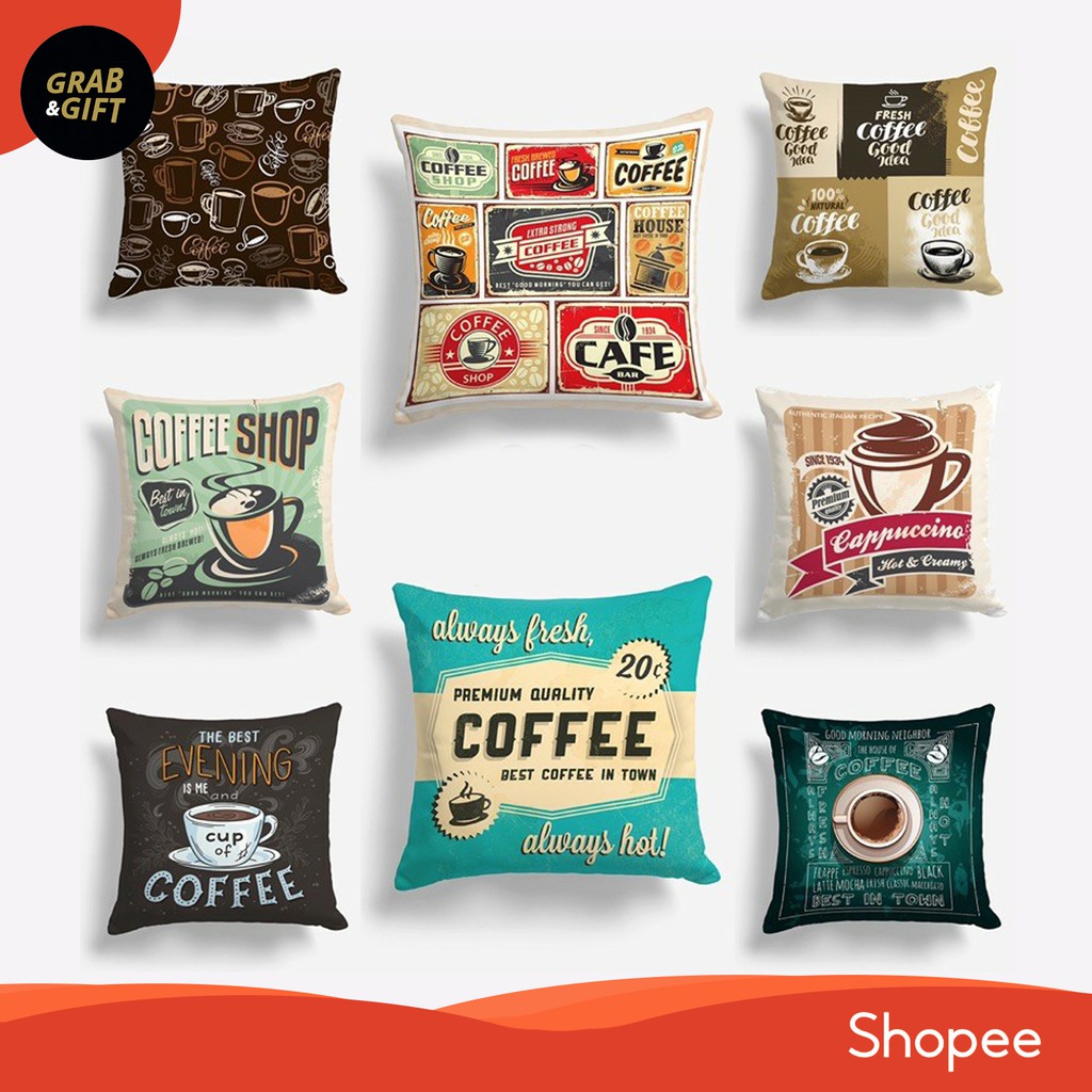 Bantal Sofa Coffee Vintage 40x40 cm Kopi Cushion Pillow