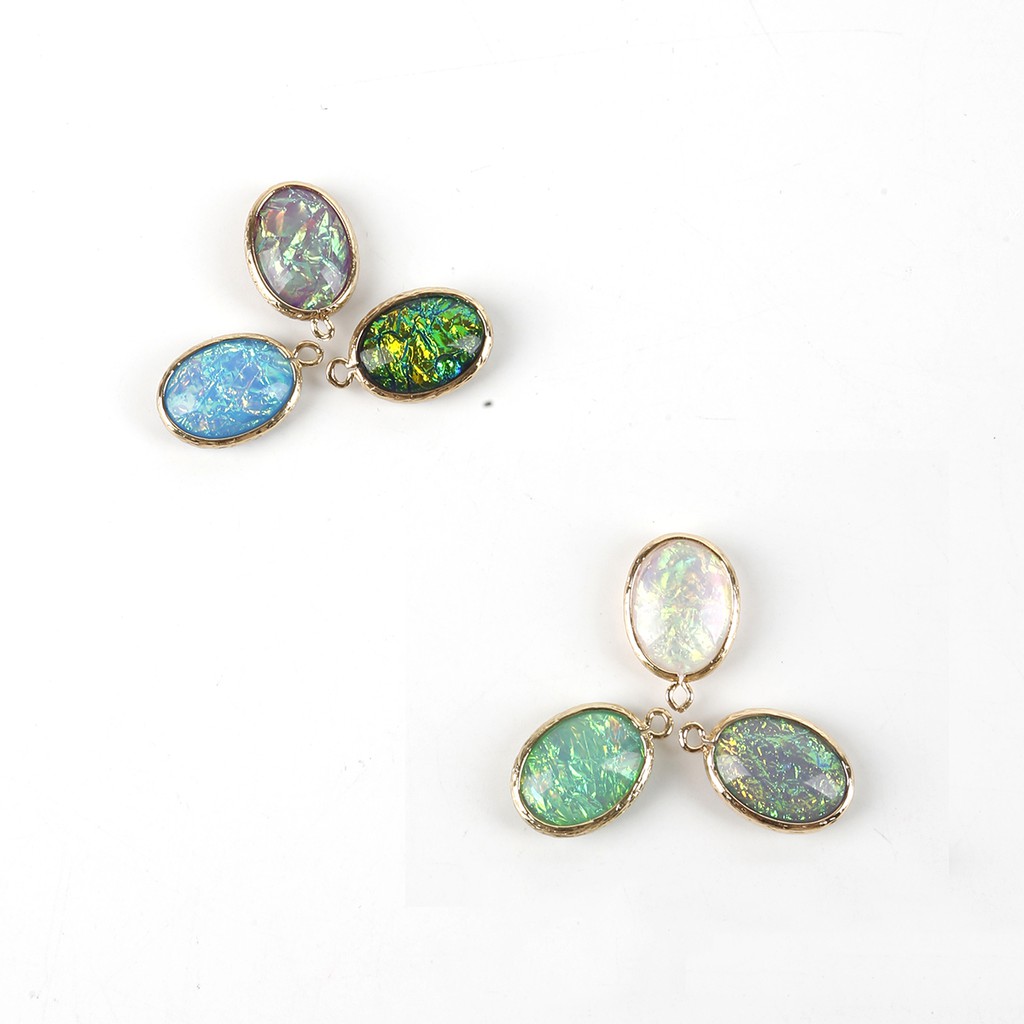 2pcs Liontin Bentuk Oval 6 Warna Bahan Resin Tembaga Untuk Aksesoris Perhiasan Anting Kalung