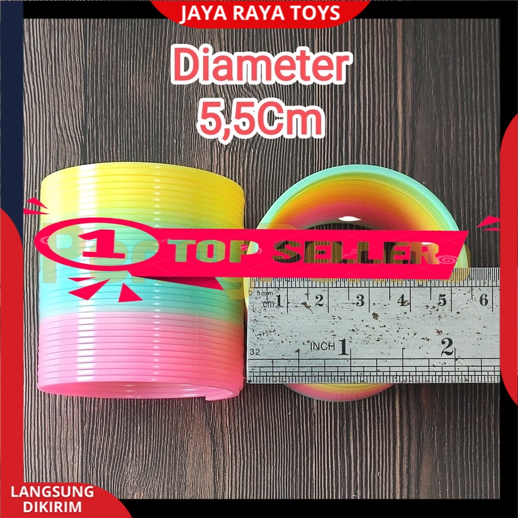 Mainan Anak Terbaru Magic Spring Rainbow Pelangi Diameter 5,5 Mainan Spiral Pelangi Plastik Berkualitas