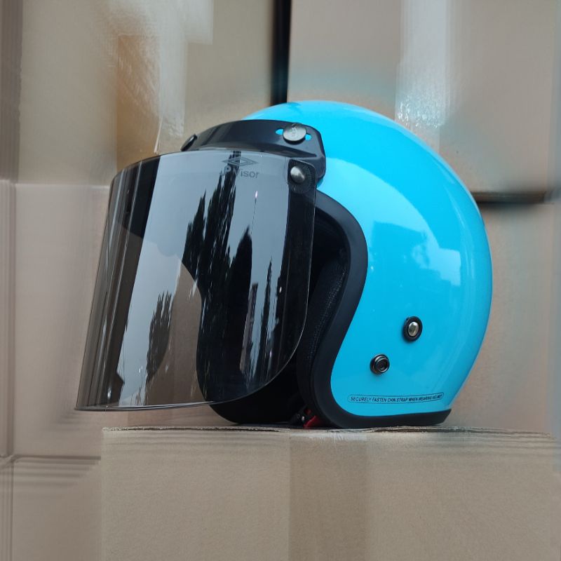 Helm Bogo Solid Toska Blue Bisa untuk Cewek Cowok Couple Murah Terlaris