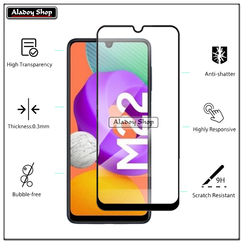 PROMO 3 IN 1 PAKET Tempered Glass SAMSUNG M22 Free Tempered Glass Camera dan Skin Carbon