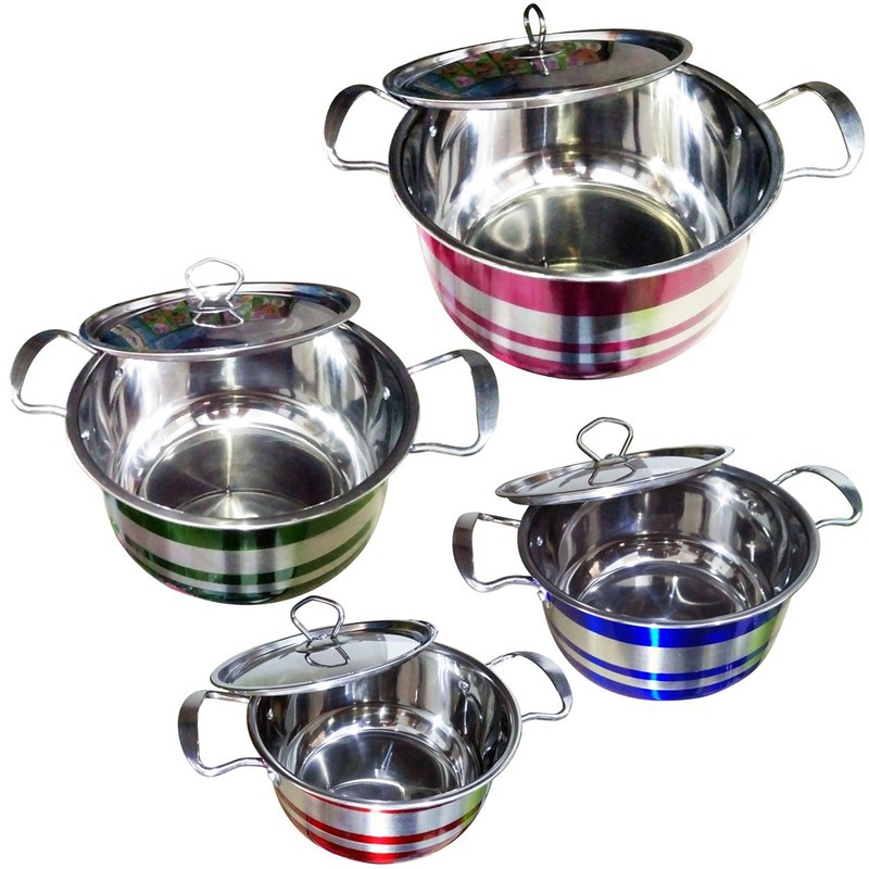 Panci Cookware Set Tebal Stainless Steel 8 pcs Warna