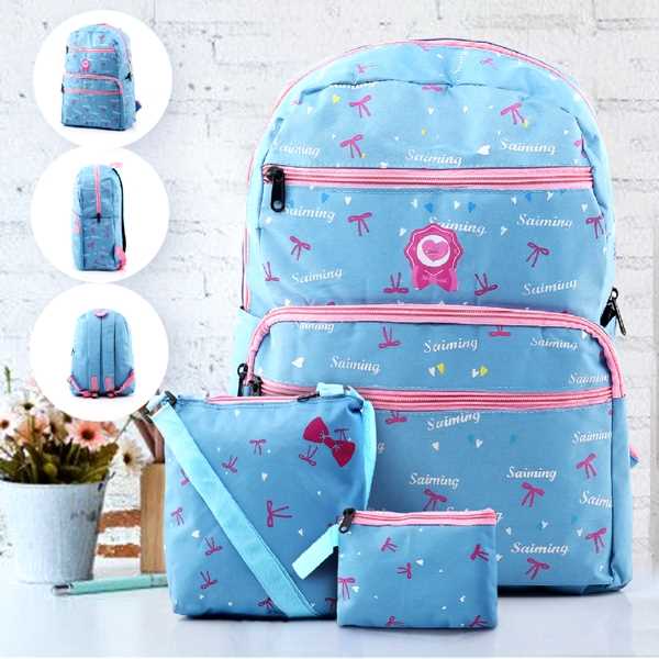 Tas Sekolah Anak Perempuan Backpack Punggung Anak TK SD Cewek 2in1 Motif Cantik R310