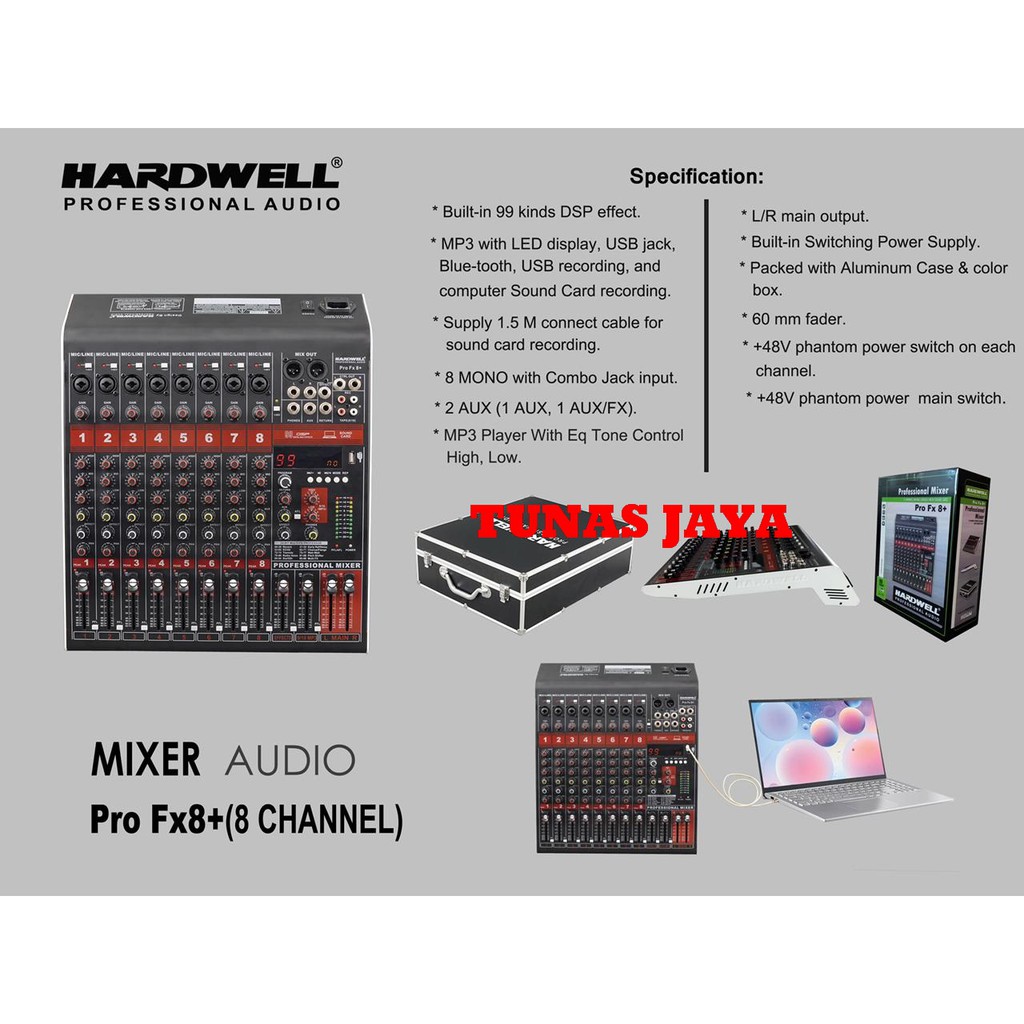 Mixer Audio 8 Channel Hardwell PRO FX 8+ Original FREE Hardcase