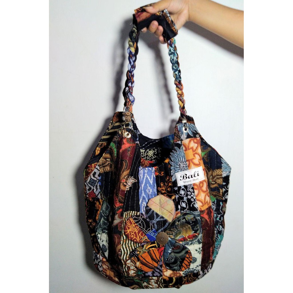  TAS  TOTE BAG TOTEBAG WANITA BATIK BUNGA TALI KEPANG MURAH 