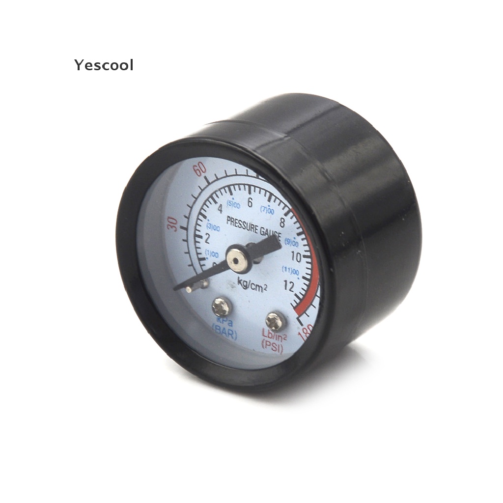 Yescool Manometer Kompresor Pompa Udara / Gas Drat Ulir 10mm 0-12BAR 0-180PSI