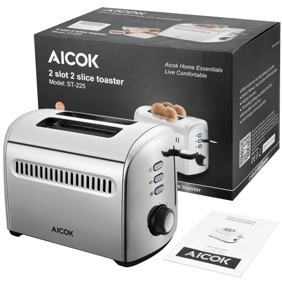 Aicok Toaster And Egg Maker, 5in1 Toaster, 2Slice Toaster With Extra