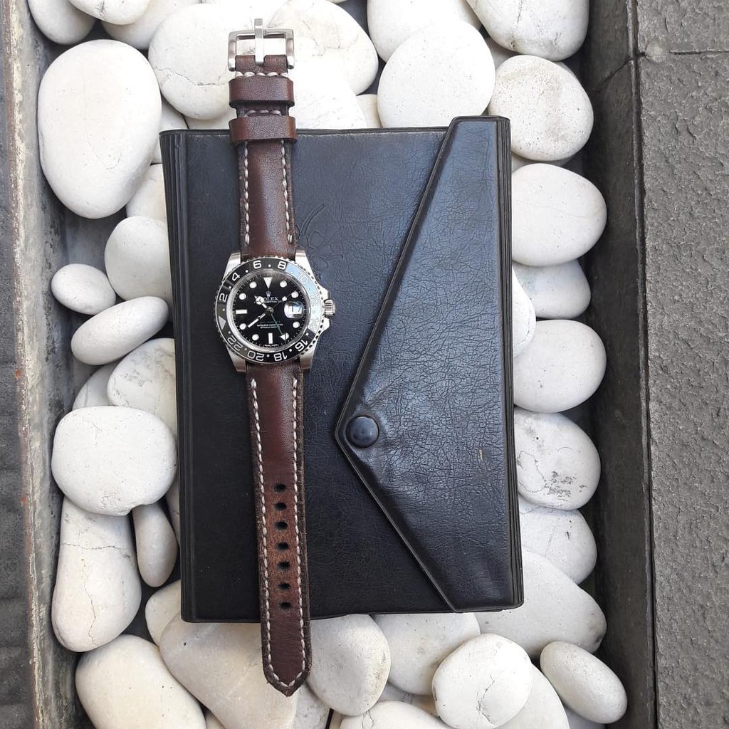 [Gunny Straps] Leather Strap Blacksteel For Rolex Lady Datejust 28mm, Datejust 36mm, Pearlmaster