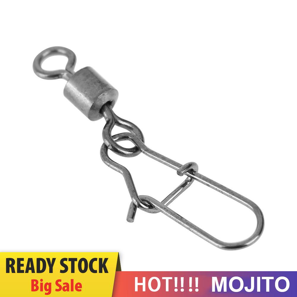 MOJITO 50pcs Fishing Connector Pin Swivel Metal Snaps Fishhook Lure Tackle Kit