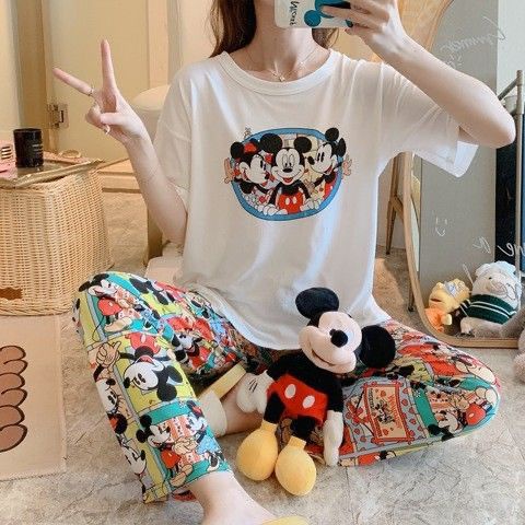 Piyama OverSize Bahan Kaos Lengan Pendek Baju Tidur Wanita
