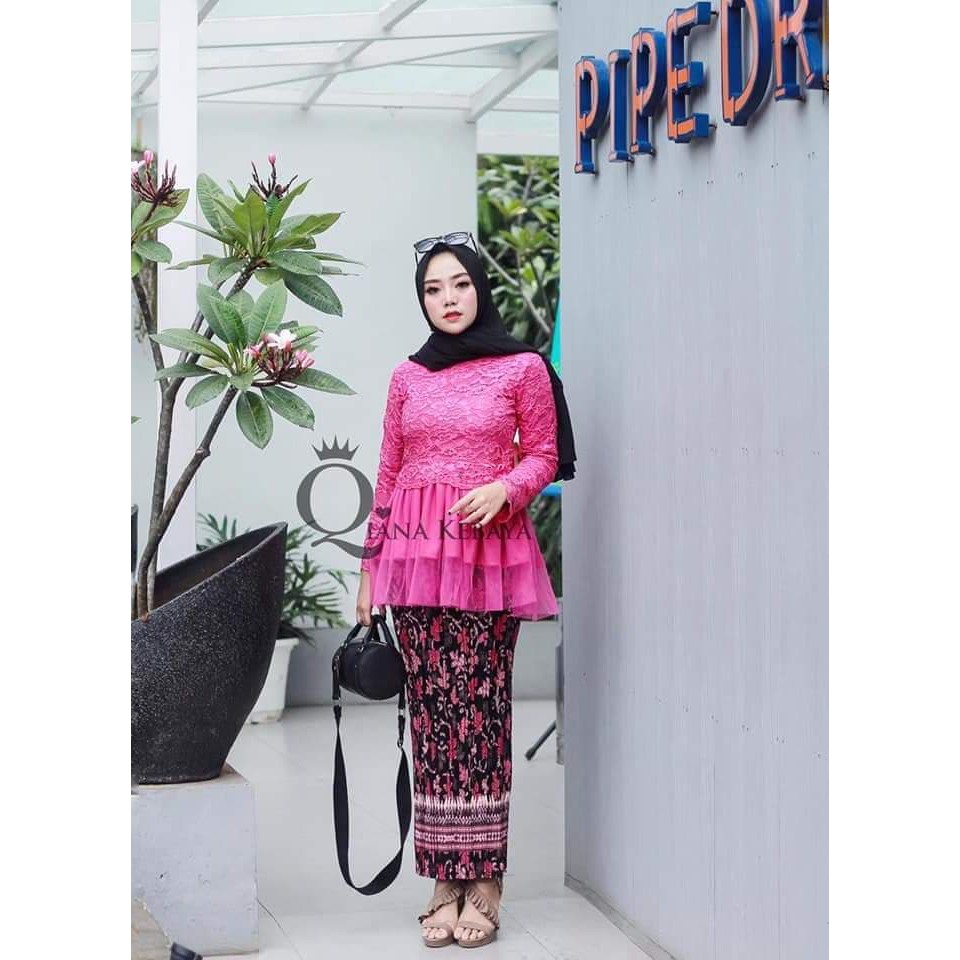 set kebaya brukat qiana kombinasi trendy