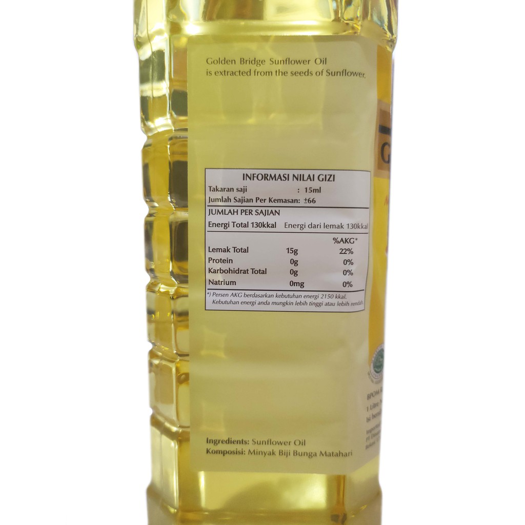 SUNFLOWER OIL GOLDEN BRIDGE 1 LTR - MINYAK BIJI BUNGA MATAHARI HALAL